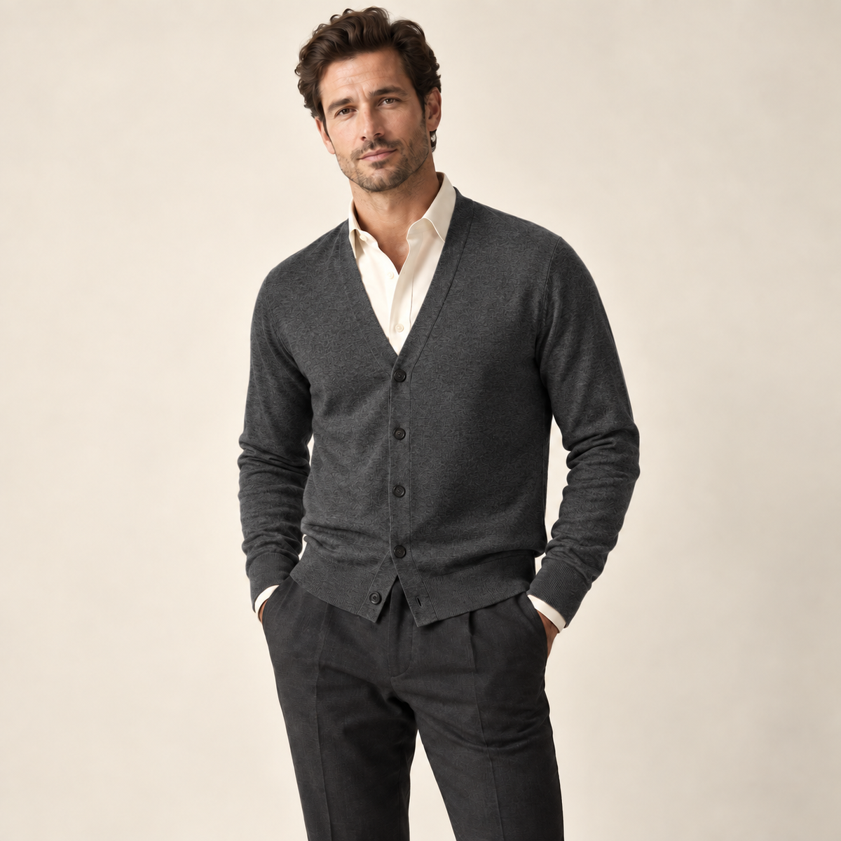 fairfax fine knit cardigan charcoal